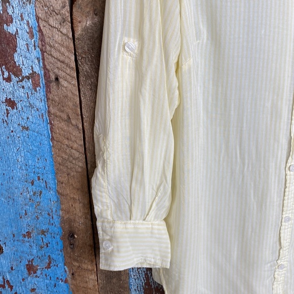 New Leaf White & Yellow Striped Button Down Shirt - Picture 4 of 8